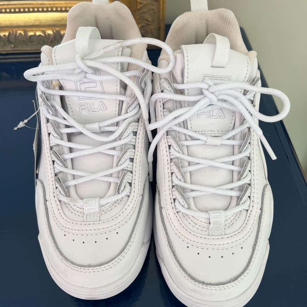 FILA Women’s Disruptor All White Sneakers Chunky